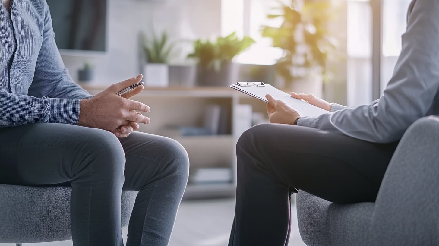 methadone detox therapy session patient listens attentively to a therapist